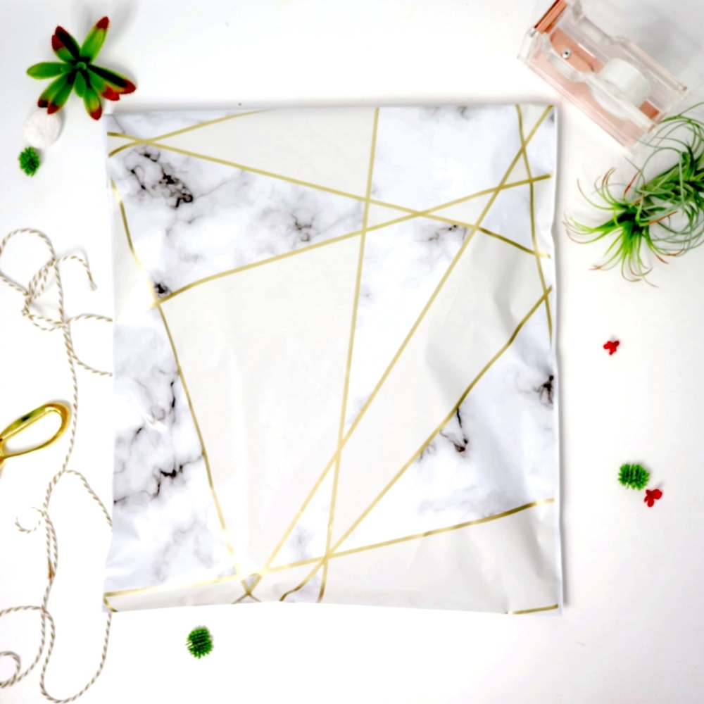 20 10X13 Poly Mailers Marble Waterproof